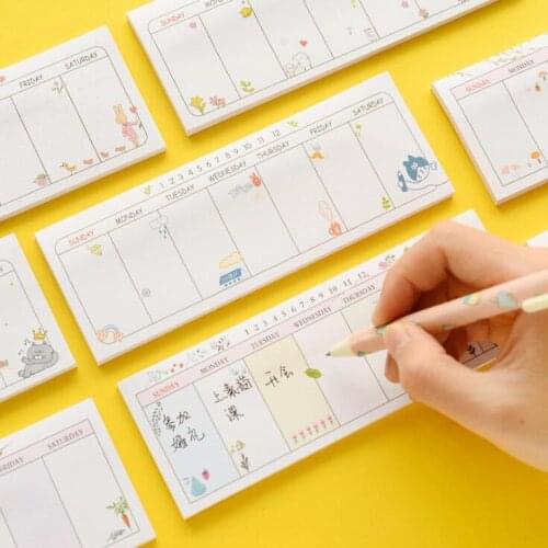 New Arrival Kawaii 30 Sheets Sticky Weekly Planner Memo Pad To Do List Study Work Schedule Plan Paperlaria School Stationery