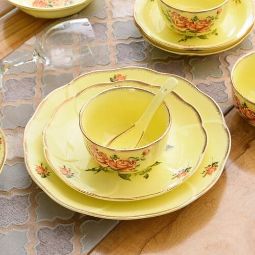 Korean Phnom Penh Plate Dishes Luxury High-grade Household Ceramic Bowls High-grade Creative Tableware