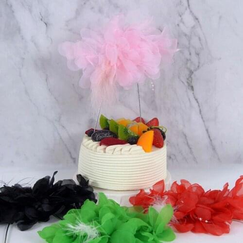 1pcs Colorful Swan Feather Jewelry Birthday Cake Wedding Party Decoration Accessories DIY Theme Party Home Decoration Supplies