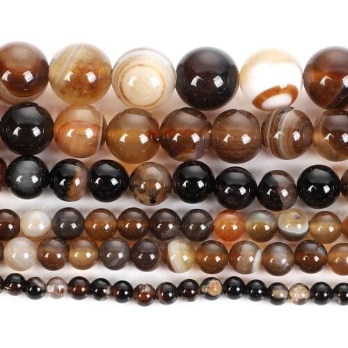 Natural Stone Grey Veins Agates Stripe Charm Round Loose Beads For Jewelry Making Needlework Bracelet Diy Strand 4-12MM