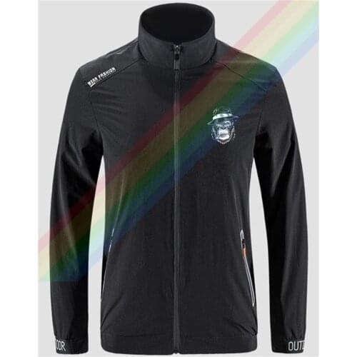 Gorilla Creator Black Logo Slim Sport Jacket Mens Street Windbreaker Zipper Thin Jacket Mens Casual Front Printing Jacket