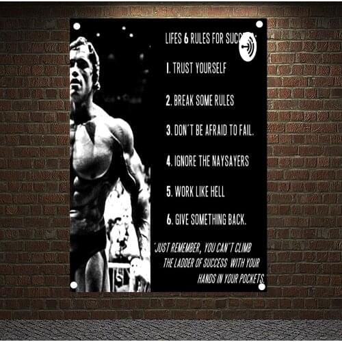 "LIFES 6 RULES FOR SUCCESS" Motivational Workout Posters Wall Chart Exercise Yoga Bodybuilding Banners Flags Wall Art Gym Decor