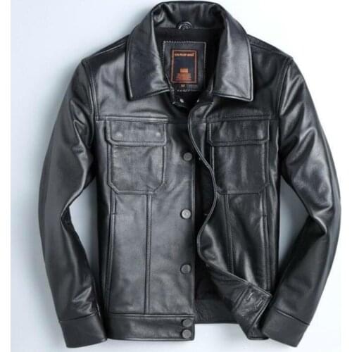 Real Leather Jacket Men Spring Autumn Cow Leather Jacekt Vintage Motorcycle Jacket Mens Clothing Jaqueta De Couro YY1022