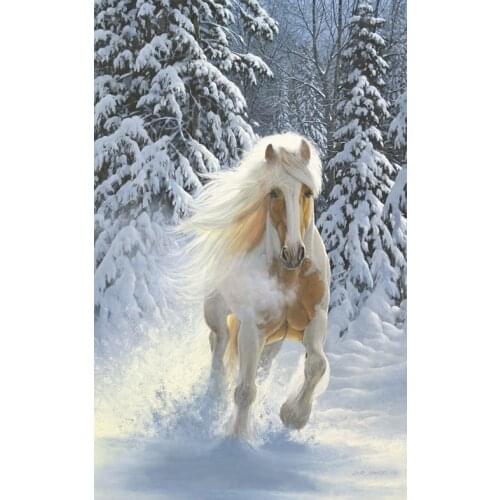 Horse style Embroidery Counted Cross Stitch Kits Needlework - Crafts 14 ct DMC Color DIY Arts Handmade Decor snow horse