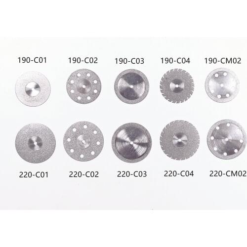Set of 10 Dental Rotary Diamond Polishing Wheel Saw Disc 190/220MM