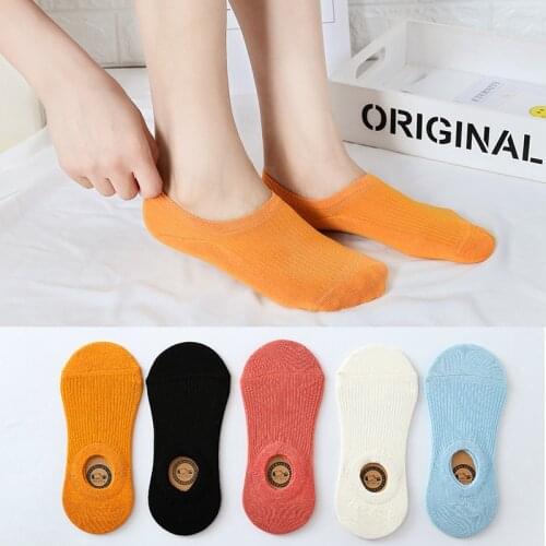 5 Pairs Of Hot Sale Ladies Funny Socks Set Invisible Breathable Non-slip Cotton Pure Color All-match Compression Ankle Socks