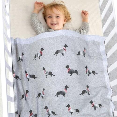 2021 Autumn Cartoon Dog Children Blanket Knit Blanket For Infant Windproof Toddler Kids Quilt Warm Boys Quilt For Girls 100*80cm