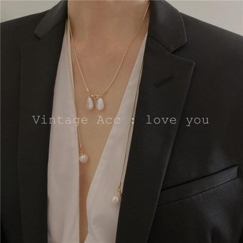 Korean Retro Imitation Pearl Necklace Geometrical Chain Necklace Creative Pearl Fashion Fashionable Womens Eyeglasses Chain