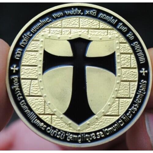 Black cross Knights Templar Commemorative Gold Plated Coin Souvenir Challenge Collectible Coins Collection Art Craft