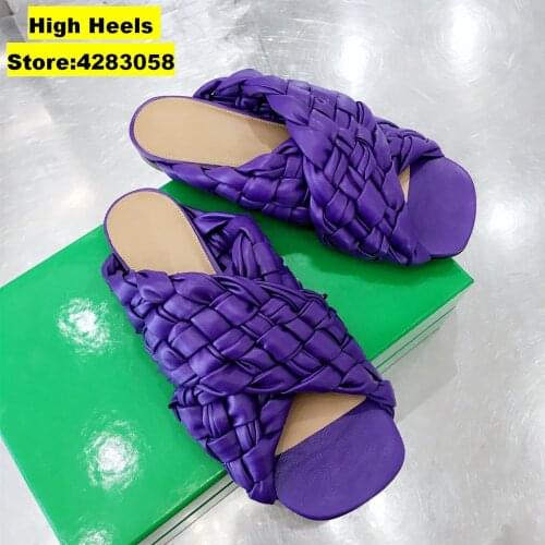 Casual Designer Women Shoes Genuine Leather Mule Sandals With An Elongated Squared Toe Sandalias De Las Mujeres Mujer 2021