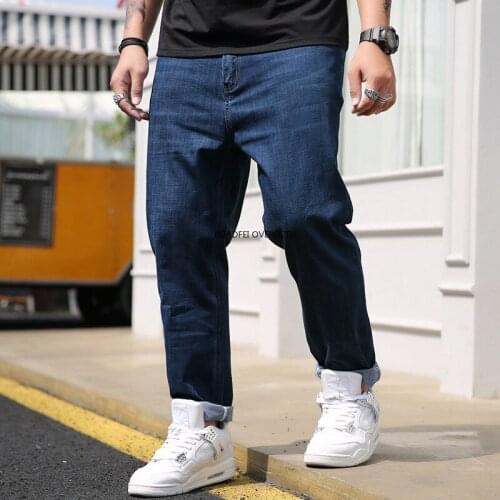 Plus Size 46 48 50 Men for Jeans 2021 Spring Autumn New Arrivals Men Classic Casual High Waist Loose Fat Jeans Male Trousers