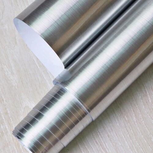 60cm X 3M Gold Silver Brushed Metal Texture Contact Paper Film Vinyl Self Adhesive Peel-stick Removable Sticker DIY Wallpaper