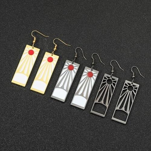 Japanese Anime Demon Slayer Earrings Gold Black Color Metal Enamel Pendant Earrings Cosplay Accessories Jewelry Gifts for Women