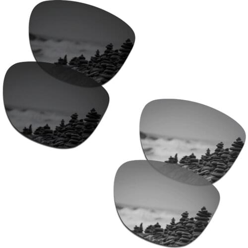 SmartVLT 2 Pairs Polarized Sunglasses Replacement Lenses for Oakley Frogskins Stealth Black and Silver Titanium