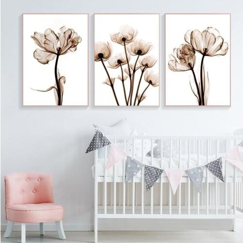 Modern Transparent Flower A4 Canvas Painting Art Print Picture Home Wall Decoration Simple Wall Decor