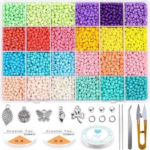 Glass Seed Beads Small Beads Assorted Kit for Jewelry, Bracelet, Crafting Making 24 Style About 12000 Pcs