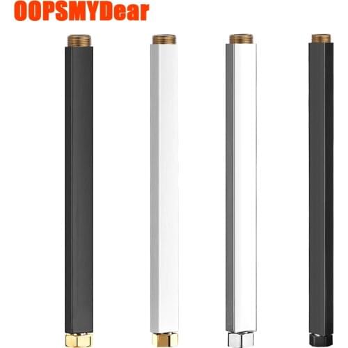 40CM Bath Extension Rod Bathroom Black White Chrome Gold Shower System Pipe Square Shower Faucet Rod Extra Extending Tube Bar