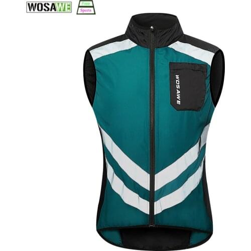 WOSAWE Cycling Vest Cool Breathable Seamless Sleeveless Cycling Jacket Man Windproof Running Reflective MTB Bike Vest