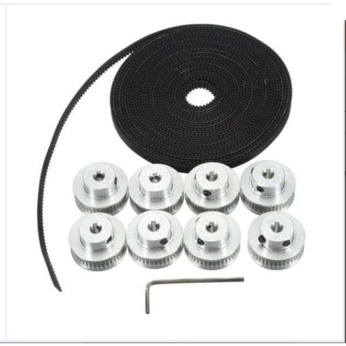 DuoWeiSi 3D Printer Parts 8Pcs GT2 Pulley 40 Teeth 5mm Bore 5M Belt For 3D Printer RepRap Prusa