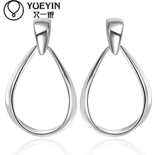 Wholesale chaep silver plated stud earrings for women fashion wedding jewelry bijoux Inlaid Crystal