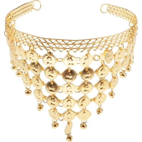 Women Gypsy Belly Dance Headband Gold Coin Bells Headwear Dancewear Prop