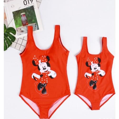 Disney Sexy Cute Mickey Minnie Mouse One Piece Swimsuit Push Up Swimwear Women Ruffle Swimsuit Bodysuit Bathing Suit Swim Wear