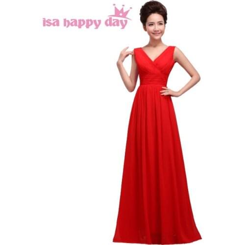Red formal dinner champagne gown a line bandage evening married sexy colorful plus size sister of the bride dress long W1180
