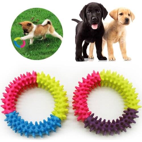 1PC Pet Toy Dog Chew Toy 3 Color Ring Shape Non Toxic Portable Safe Cleaning Tooth Toy Pets Tool Random Color Dropshipping