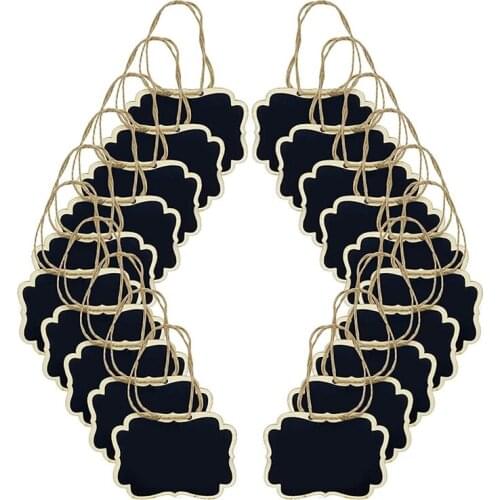 36Pcs Mini Chalkboards Signs, Hanging Wooden Chalkboard Tags, Double-Sided Message Board with Hanging String