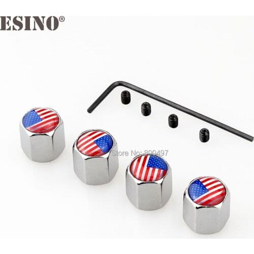 40 x Car Styling America National Flag Anti-theft Stainless Wheel Tire Valve Stems Caps Car Wheel Tire Stem Air Valve Caps