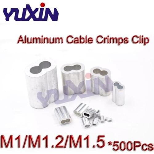 500Pcs M1 M1.2 M1.5 8 Shape Aluminum Ferrules Wire Rope Aluminum Ferrules Crimping Sleeves Clamps Clip Swage Trap Barrel Fitting