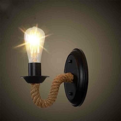 American wall lamp Bedside lamp Retro Wall lamp Staircase aisle Countryside Hemp rope Iron art Lamps and lanterns LW513541PY