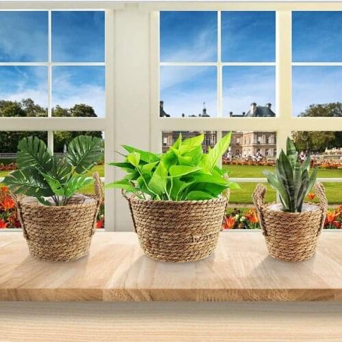 Handmade Bamboo Storage Basket Folding Garden Plant Flower Pot Storage Basket Clthoes Laundry Straw Wicker Rattan Seagrass