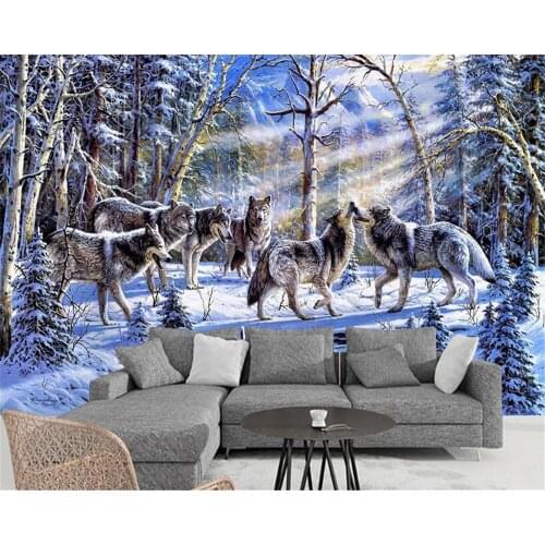 Beibehang 2018 new fashion personality seductive personality wall paper snowy wolf painting background papel de parede wallpaper