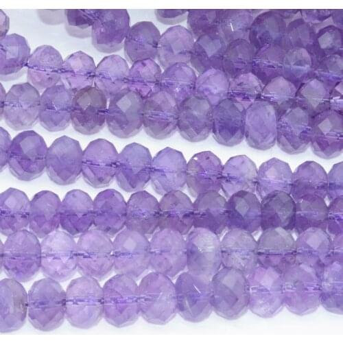 Natural Light Clean Amethyst Faceted Rondelle Beads 9mm, Thickness About 6.5mm