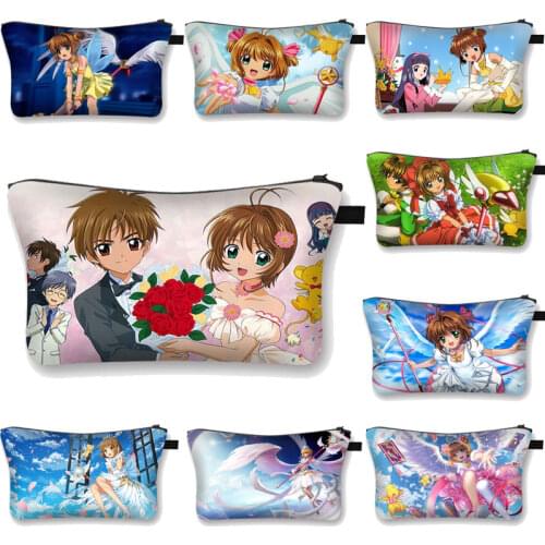 Anime Cardcaptor Sakura Clow Cosmetic Case Women Makeup Bags Cute Girl Portable Cosmetic Bag for Make Up Ladies Trave Bag