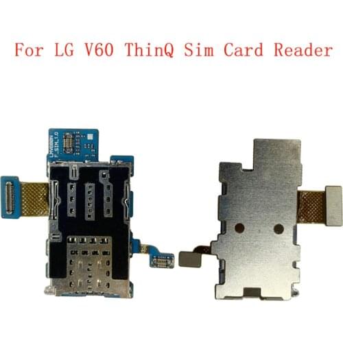 Sim Card Reader Holder Pins Tray Slot Part For LG V60 ThinQ 5G Memory SD Card Reader Flex Cable