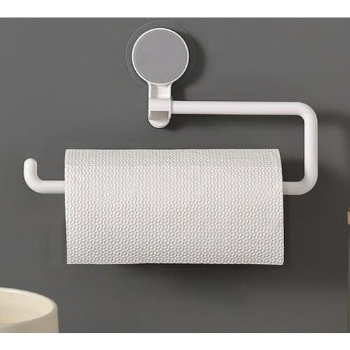 Kitchen Paper Roll Holder Multi-Purpose Wall Hook Towel Holder Organizer For Bathroom Self-Adhesive Roll Paper Storage Shelf