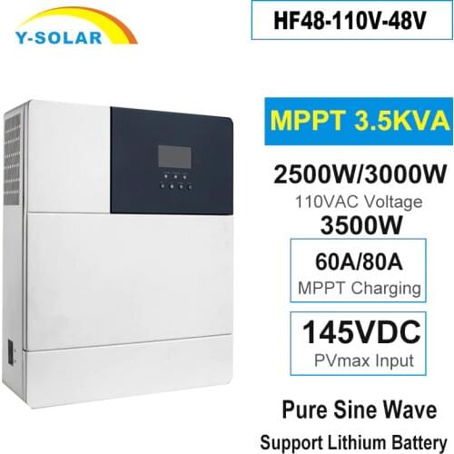 MPPT Hybrid inverter 48VDC 110V AC All In One Solar Hybrid Inverter Pure Sine Wave 50Hz 60Hz 3.5KW Power Inverter Auto 2020