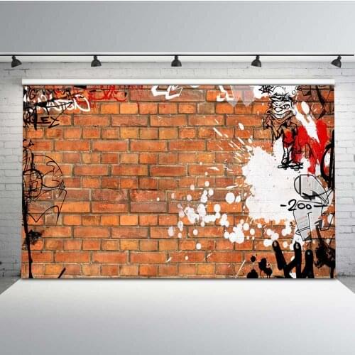 Mehofoto Graffiti Brick Wall Backdrop for Photography Vinyl Cloth Background for Photographers Photo Shoot Y-484