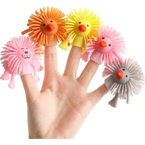 Kawaii Cartoon Animal Finger Doll TPR Soft Finger Puppet Storytelling Role Playing Parent-child Interaction Squishy Toys