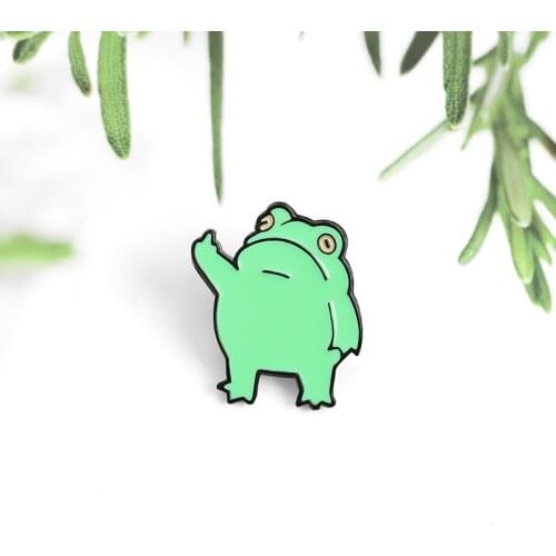Creative Personality Funny Cartoon Middle Finger Frog Enamel Pin Bag Clothes Hundred Matching Accessories Gifts Between Friends