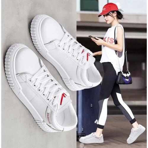 Spring/summer women PU board white shoes student school casual leather sneakers female outdoor sports walk running leisure shoes