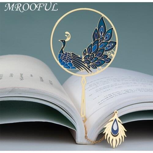 Animal Metal Bookmarks for Books Creative Brass Peacock Deer Book Mark Novelty Teachers Stationery Gift Office School Supplies