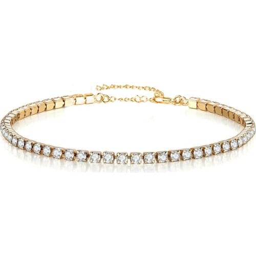 Minimalist Stainless Steel Crystal Tennis Bracelets For Woman Girls Simple Rhinestone Crystal Chain Bracelet Fashion Jewelry