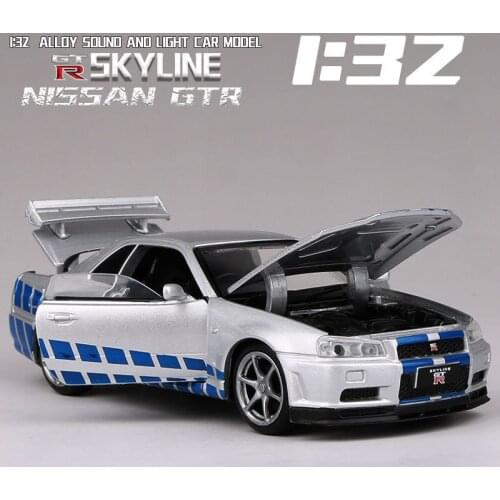 1:32 Nissan Skyline Ares GTR R34 Diecasts & Toy Vehicles Metal Toy Car Model High Simulation Pull Back Collection Kids Toys