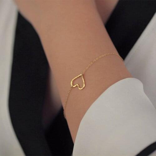 Trendy Fashion Hollow Love Heart Chain Charm Bracelets for Women Creative Simple Adjustable Hand Chains Bracelet Accessories