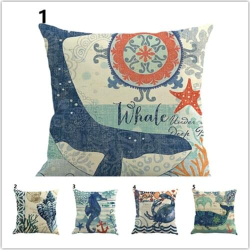 Undersea Animals Printed Pillowcases 45x45 cm 1 Piece Polyester Cushoin Pillow Covers for Hotel Party Car Farmhouse Wholesale