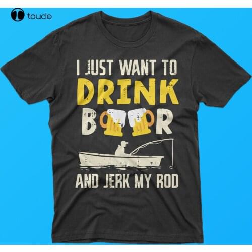 New Drink Beer And Jerk My Rod Fishing Drinking Fisherman Angler T-Shirt Tee Shirt S-5Xl