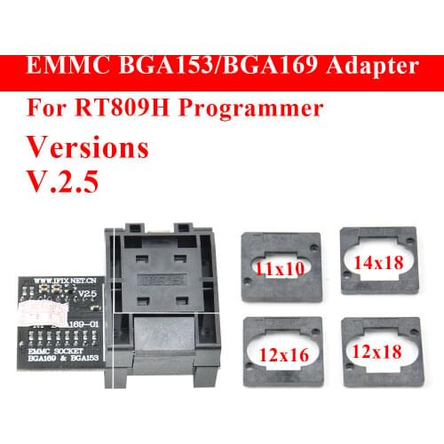 Genuine 2021 RT-BGA169-01 BGA169 / BGA153 EMMC Adapter V2.3 With 3pcs BGA Bounding Box For RT809H Programmer High Quality
